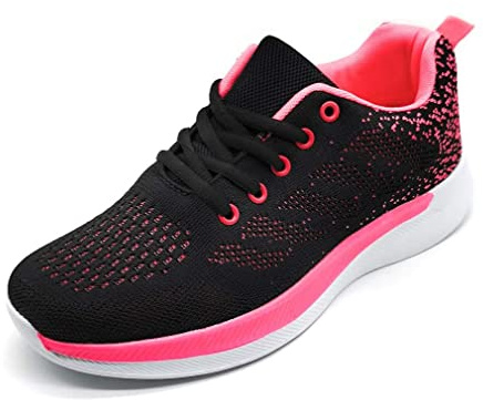 Scarpe Donna Sneakers Sportive Ginnastica Running Tennis Sportive Casual Comode Camminare Fitness Palestra Schecter Traspiranti Leggere in Rete per la Corsa a Piedi di Lavoro Nero Rosa 40