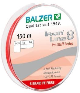 Balzer Iron Line 8 150 m Spule geflochte Schnur rot 0,12 mm/ 9,8 kg