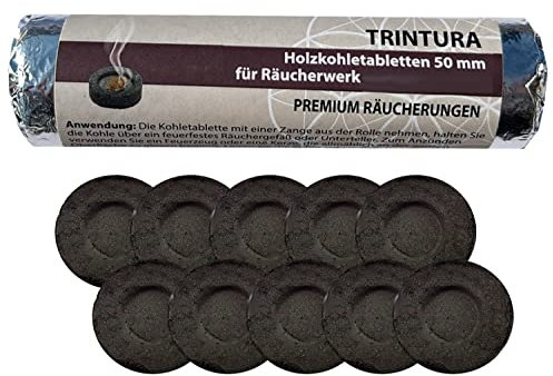 Pastillas de carbón para ahumar, 50 mm, autoinflamables, adecuadas para quemadores de incienso.