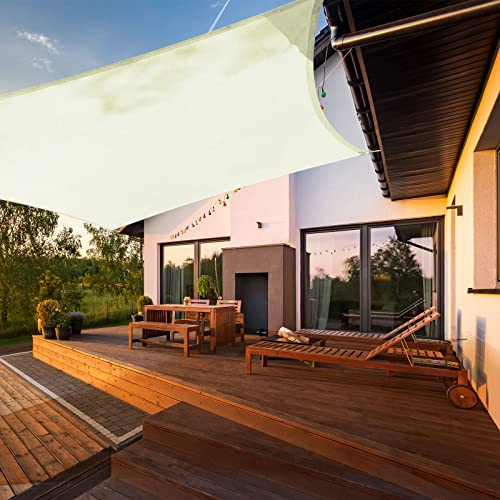 HAIKUS Tenda a Vela Impermeabile Quadrata 3x3 m, Vela Ombreggiante Rettangolare 300x300 cm, Telo Tenda da Sole per Esterno Giardino Terrazzo, Bianca Beige