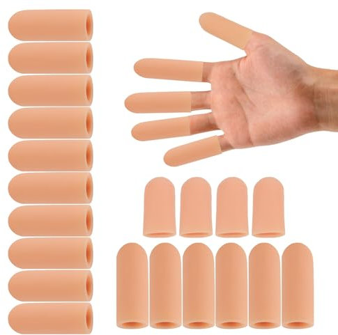 20 PCS Gel Finger Cots, Scettar Silicone Finger Protectors, Finger Sleeves for Dry Skin, Rubber Finger Covers for Finger Cracking, Wound, Hand Eczema, Finger Arthritis and More (A)