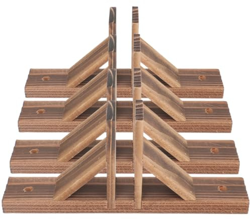 4Pcs Wooden Triangle Picket Fence Support Feet, Garden Fence Bases Stand, for Outdoor Lawn Fence Accessories