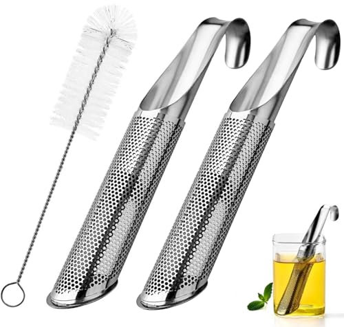 SANTUO Tea Strainer, 2 Pcs Stainless Steel Tea Infuser for Loose Tea, Loose Leaf Tea Infuser Pipe Tea Diffusers for Loose Tea for Single Cup Brewer Mugs