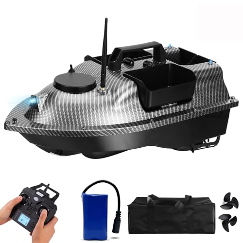 HEVMEVENI Bateau d'appât de pêche pour la pêche à la carpe – Portée de 500 m, navigation GPS, retour automatique, télécommande sans fil, capacité de 2 kg, imperméable et durable (gris)