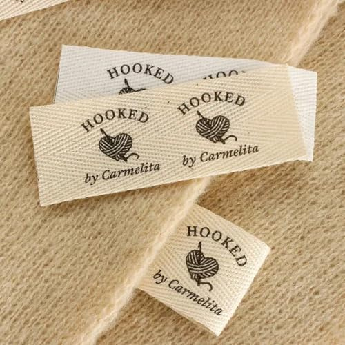 Etiquetas de ropa personalizadas, etiquetas de sarga for coser, etiquetas de sarga personalizadas, etiquetas plegables de algodón, texto o logotipo, 20/50/100 unidades