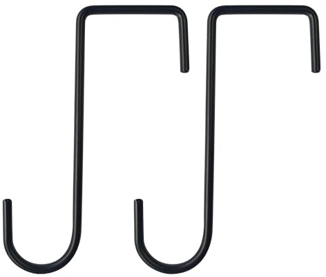 TUYOBG 2x S Haken Zum Einhängen – Metall Zaunhaken für Terrasse & Balkon – Pflanzenaufhänger für Blumentopf, Windspiel, Laterne oder Vogelfutterspender – Robuster Garten Aufhängehaken Schwarz