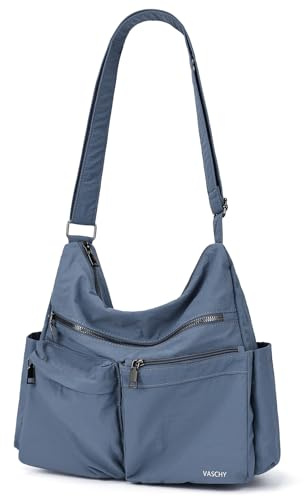 VASCHY Bolso Bandolera Mujer Ligero Impermeable, Bolso Universidad Mujer Casual Bolso Cruzado Múltiples Bolsillos con RFID Antirrobo para Oficina Colegio Viaje, Azul