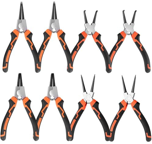 NAMYEUT 8 Pcs Circlip Pliers Set, 7 Inch Snap Ring Pliers Set, Internal External Retaining Ring Pliers with Straight and Bent Tips for Retaining Rings, Hoses, Gaskets Remover