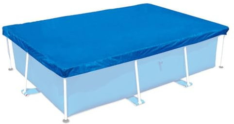 Cubierta De Piscina Rectangular, 260x160CM Cubierta de Piscina Hinchable Rectangular con Amarres de Cuerda, Lona Inflable Prueba de Polvo de Lluvia de Viento para Jardín, BLU