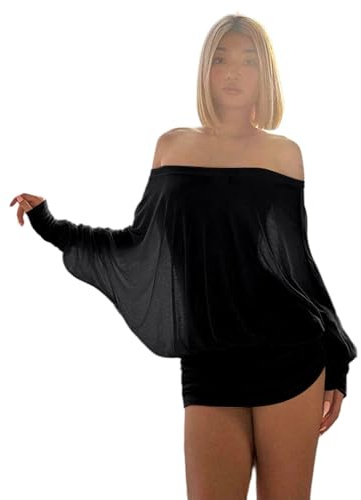 Générique Robe Mini en Tulle froncée à épaules dénudées, Coupe Ample drapée, Extensible et légère