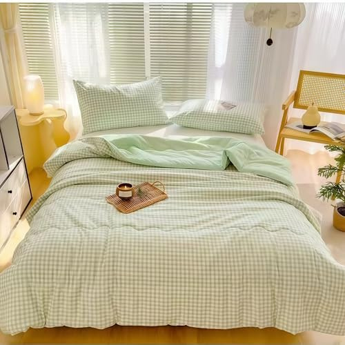 Manta acolchada, colcha acolchada a cuadros, ropa de cama a cuadros, adecuada para mantas individuales, dobles y ligeras de tamaño king, adecuada para todas las estaciones (verde, 200 x 230 cm)