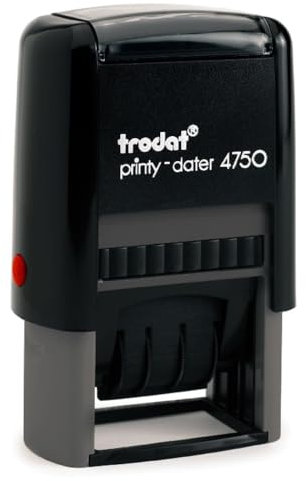 Trodat Printy Dater 4750 Datumstempel mit 2farbigem Kissen blau/rot + Wunschtext, Stempeltext:I H R T E X T
