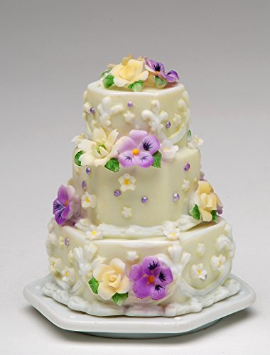 Cosmos Gifts Fine Porcelain Pretty In Pansy Mini Cake Memory Keepsake Trinket Box, 3 H