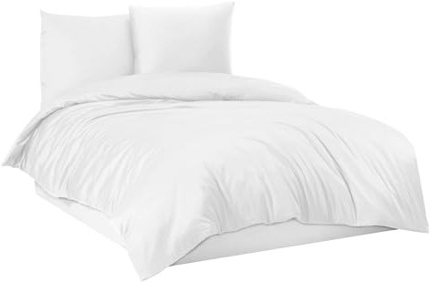 Mixibaby Bettwäsche Bettgarnitur Bettbezug 100% Baumwolle 135x200 155x220 200x200 200x220, Farbe:Weiß, Größe:155 x 220 cm