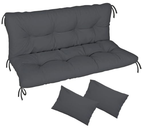 Ferocity Cuscino per panca da giardino, impermeabile, 100x50x50 cm, per mobili da giardino, per pallet, per esterni e patio, con schienale, Grafite [133]