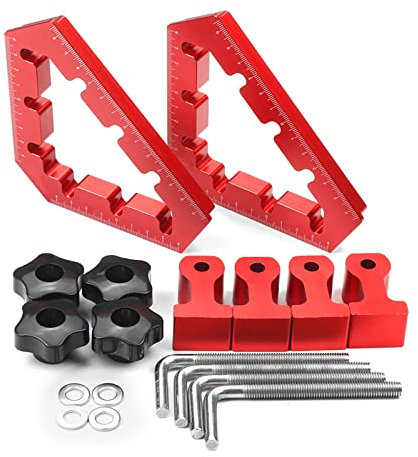 Quadrati di posizionamento a 90/45/135 gradi, morsetto ad angolo retto da 14 cm con 4 morsetti, morsetto angolare in lega di alluminio, strumento di bloccaggio per cornici, scatole, armadi, cassetti