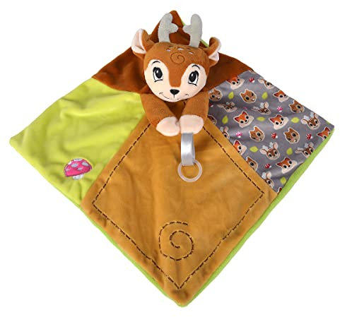 Simba 104010113 - ABC Forest Friends Schmusetuch, REH und Fuchs mit Rasselball und Schnullerring, Babyspielzeug, 30m, ab den ersten Lebensmonaten