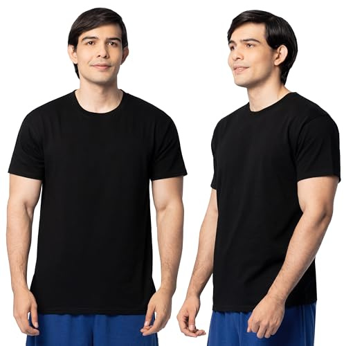 Fruit of the Loom mens Eversoft Cotton T-shirts (S-4xl), Crew - 2 Pack Black, Large US