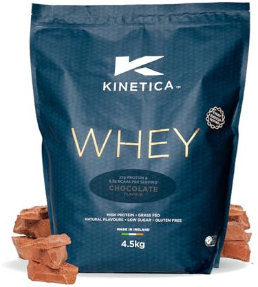 Kinetica Sports Whey Protein Powder - Chocolate Flavour | 22g Protein/Serve, 150 Servings/4.5Kg Pack | Gluten Free Supplement | Optimum for Muscle Gain & Recovery |Mixes Well with Water, Milk & Shakes