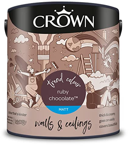 CROWN 2.5L Breatheasy MATT Emulsion Paint for Walls & Ceilings - RUBY CHOCOLATE