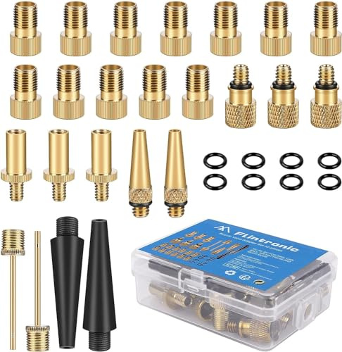 Flintronic Bicicletta Adattatore per Valvola, 32 Pezzi Adattatore per Pompa Bici, Adattatore Valvola Bici, Valvola Schrader Adattatore, Set Adattatori Convertitore SV DV AV, per Bici Valvola