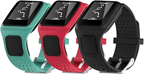 Chainfo Cinturino per Orologio compatibile con TomTom Runner/Multi-Sport, Braccialetto Sportivo di Ricambio in Silicone per Orologi NO230108 (G [Pack of 3])