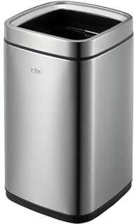 PROREGAL Quadratischer Abfalleimer aus mattem Edelstahl mit offenem Einwurf | 12 Liter, HxBxT 42,5x24x24cm | Silber