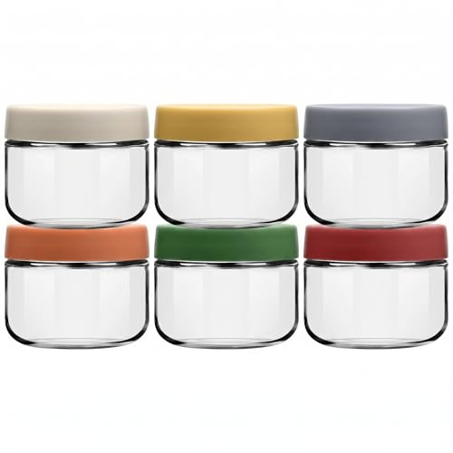 EONJOE 8oz Glass Jars with Lids 1 Cup Small Food Containers for Chia Pudding Jam Snacks Yogurt Overnight Oats Candy,6-Pack