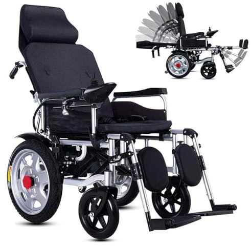 PXOCDEO Duty Electric Wheelchair with Headrest for Adults Foldable Power Wheelchairs, Adjustable Backrest and Pedal Angle, Weight Capacity 120KG,20A