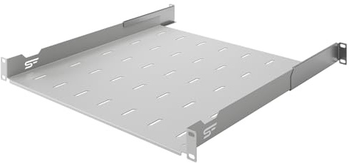 Stalflex | justerbar hylla standard 19 tum 1U 450 mm, metall, grå | 19 tums rackhylla platt perforerad, justerbar för server- och nätverksrackmontering
