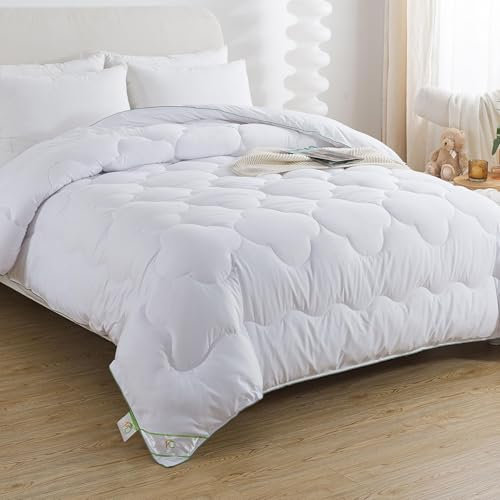 SUFUEE 4.5 Tog Luxurious Lyocell Duvet, Bio-Based Eucalyptus Lyocell Mixed Microfiber Filled Down-like Quilt with 230T Soft Fabric Shell, Double Size(200x200cm)