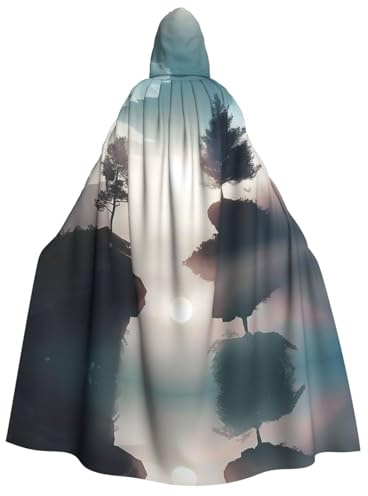 HCVXBSA Vuxen kappa med huva män och kvinnor cape poncho dräkt, perfekt för Halloween, temafester, rollspel flytande träd