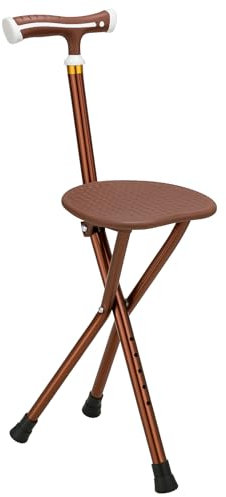 Bastone sgabello pieghevole con seduta, aiuto per camminare e riposo, rame