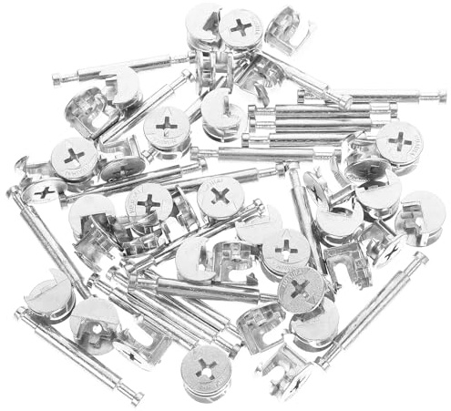 Garneck 20juegos Conjunto De Conectores De Leva para Muebles Pasadores De Doble Varilla Inoxidable Herrajes De Conexión para Gabinetes y Estanterías