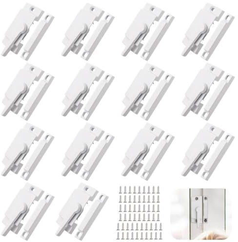 Generic Herrajes para ventanas corredizas más piezas, 14 cerraduras de marco de ventana con tornillos, cerraduras de seguridad para ventana horizontal y vertical, cerraduras de ventana blancas