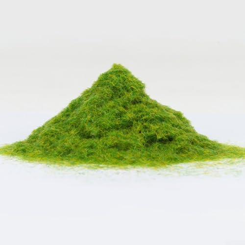 Polvo de hierba artificial de nailon de 500 g para modelo, ferrocarril y diorama paisajismo con textura de hierba de 3 mm, adecuado para varios entornos de modelos a escala (500 g)