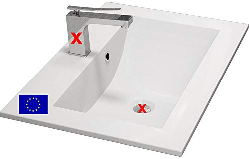 Einbau-Waschbecken 70x45x15cm eckig | 70cm Einbau-Waschtisch zum einlassen in eine Platte | Material: hochwertiges Mineralguss | Qualität MADE IN EU