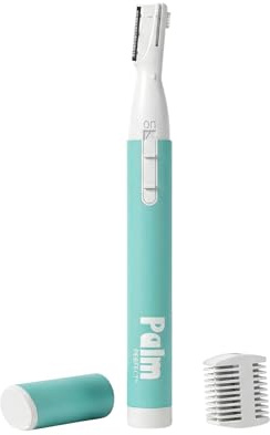 PalmPerfect Personal Hair Trimmer – Painless Precision Shaver for Eyebrows, Upper Lip, Ears, and Nose – Stainless Steel Twin-Blade Groomer with Dual-Length Comb & Battery Included