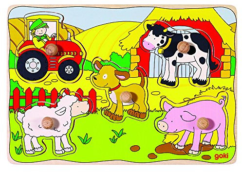 Goki 57589 - Steckpuzzle - Auf dem Bauernhof