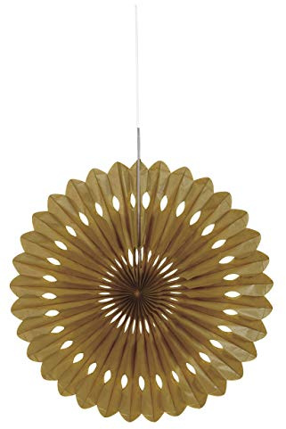 Gold Solid Tissue Paper Fan (40cm) 1 Piece - Hanging Decoration for Party & Event Decor