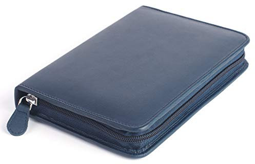 Homöopathische Hausapotheke leer für 60 Globuli Gläser (bis 1,5g) feines Rindleder blau