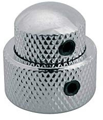 Boston Doppel-Potiknopf, Metall, chrom, 15x14 + 19x12mm, mit Innensechskant, 6,0 + 6,1mm Schaft