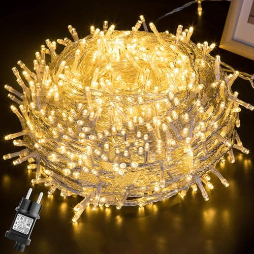 Luci Albero di Natale 1000LEDs 100M,GlobaLink Esterno IP44 Impermeabile,8 Modalità, Funzione Memoria, Catena Luminosa, Decorazione Natalizia Casa Giardino Matrimonio Feste