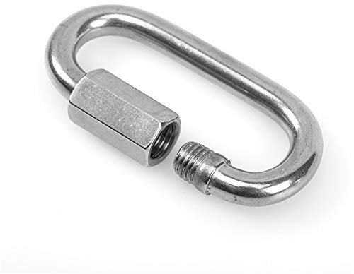 Chiloskit Lot de 5 mousquetons ovales en acier inoxydable pour escalade et spéléologie (M8)