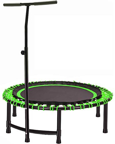 Silent Mini Studsmatta, Fitness Trampolin Rebounder Med Justerbar Armstöd, Liten Trampolin För Inomhus Fitness, Det Bästa Valet För Aerob Träning (Color : Green-45inch)