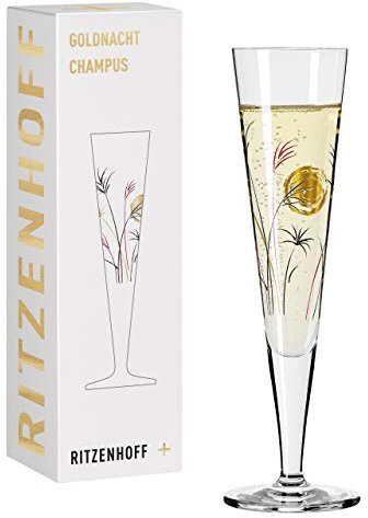 RITZENHOFF 1071013 Champagnerglas 200 ml - Serie Goldnacht Nr. 13 - Edles Designerstück mit Echt-Gold - Made in Germany
