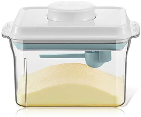 Luftdichte Milchpulver-Spender, Tragbarer Milchpulver-Kasten,Milchpulver Behälter mit Löffel, Einhandbedienung, Abnehmbar, zur Aufbewahrung von Baby Milchpulver, Obst und Lebensmitteln(1000ml)