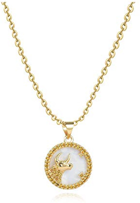 SBI Jewelry Collier en or pour femme avec pierre de naissance constellation Bélier, Taureau, Gémeaux, Cancer, Lion, Vierge, Balance, Scorpion, Sagittaire, Capricorne, Verseau, Poissons, anniversaire