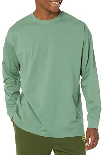 Amazon Essentials Men's Oversized-Fit Long-Sleeve T-Shirt, Sage Green, Large