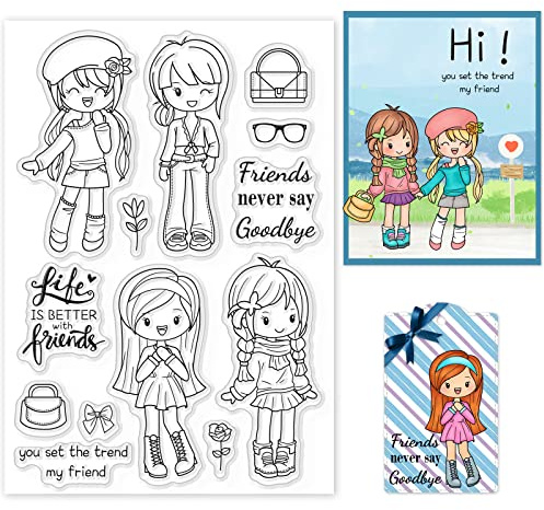 GLOBLELAND Sellos transparentes de silicona para hacer tarjetas, álbumes de recortes, álbumes de fotos, decoración de álbum de fotos, bendiciones de amistad, bendiciones de la moda,